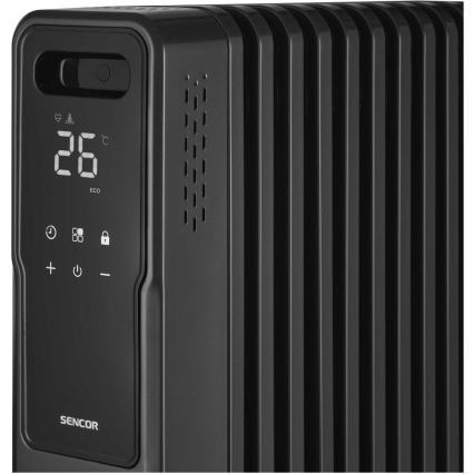 Sencor - Grzejnik olejowy z 11 żebrami 1000/1200/2400W/230V Wi-Fi czarny
