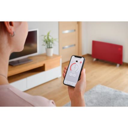 Sencor - Inteligentny elektryczny grzejnik/konwektor 1200/2400W/230V IP24 Wi-Fi czerwony