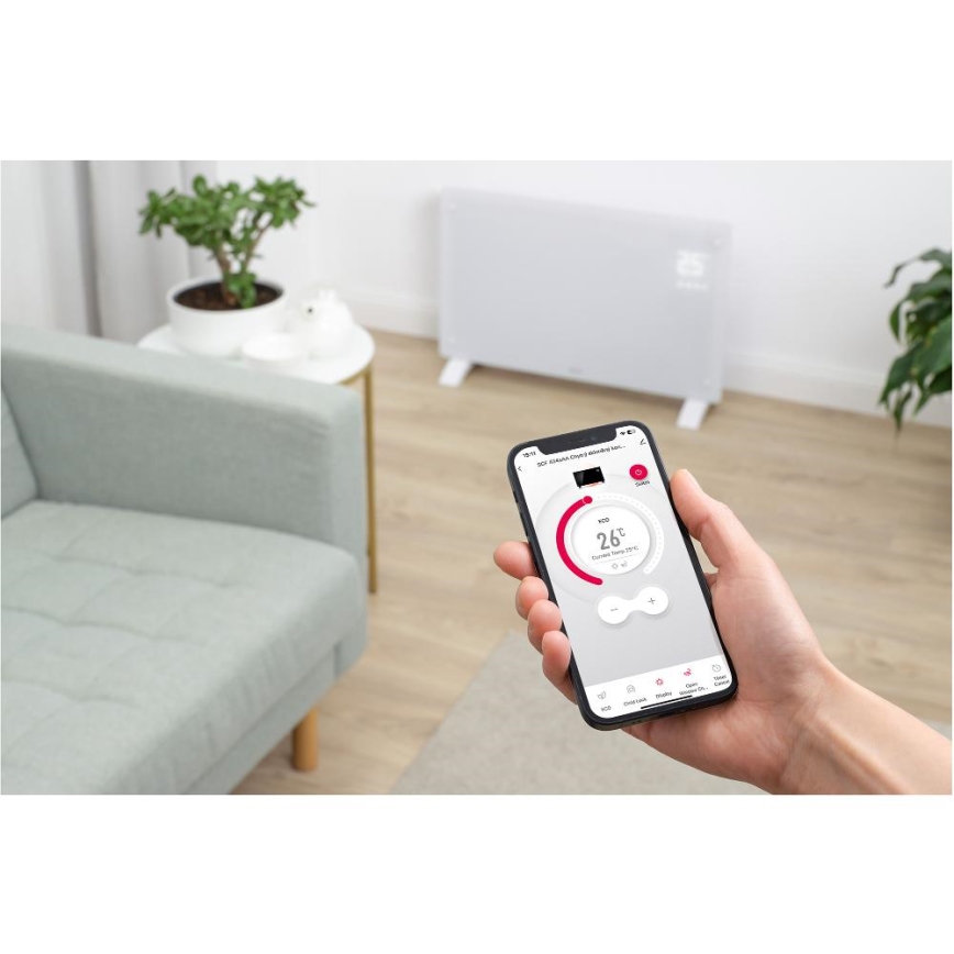 Sencor - Inteligentny elektryczny grzejnik/konwektor 2000W/230V IP24 Wi-Fi biały + zdalne sterowanie