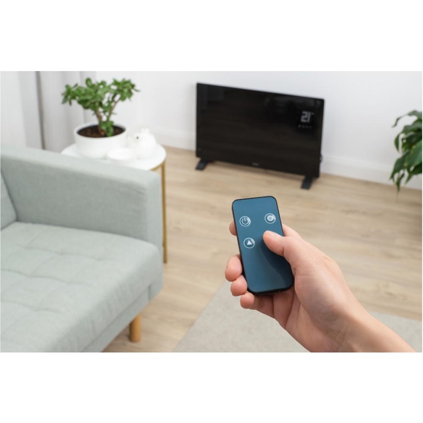 Sencor - Inteligentny elektryczny grzejnik/konwektor 2000W/230V IP24 Wi-Fi czarny + pilot zdalnego sterowania