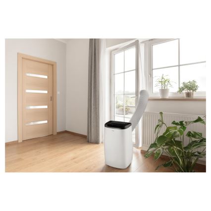 Sencor - Inteligentna przenośna klimatyzacja 4 w 1 z kompletnym wyposażeniem, 1700 W / 230 V, 12 000 BTU, Wi‑Fi, biała + pilot zdalnego sterowania