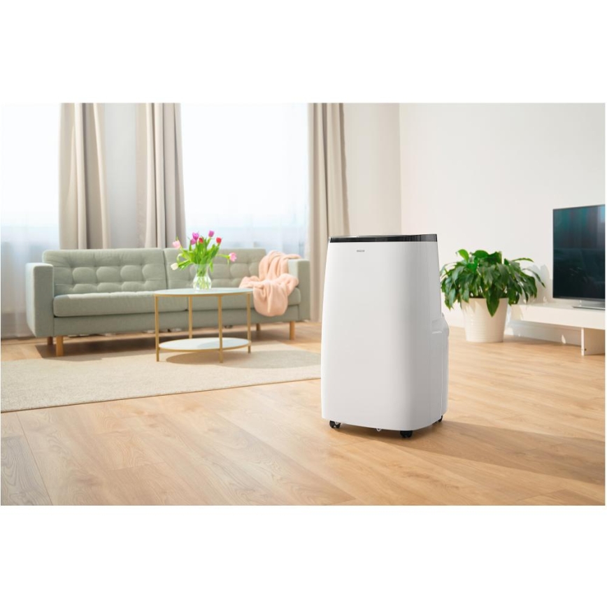 Sencor - Inteligentna przenośna klimatyzacja 4 w 1 z kompletnym wyposażeniem, 1700 W / 230 V, 12 000 BTU, Wi‑Fi, biała + pilot zdalnego sterowania