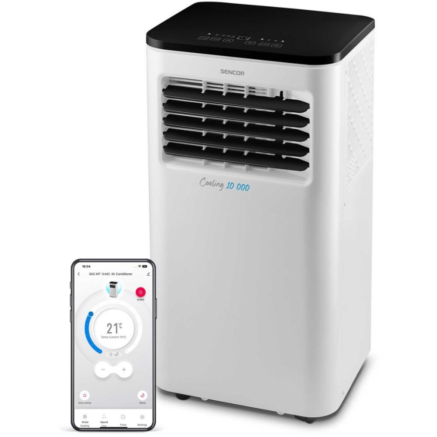 Sencor - Inteligentny mobilny klimatyzator 3w1 z kompletnym wyposażeniem 1050W/230V 10000 BTU Wi-Fi + zdalne sterowanie