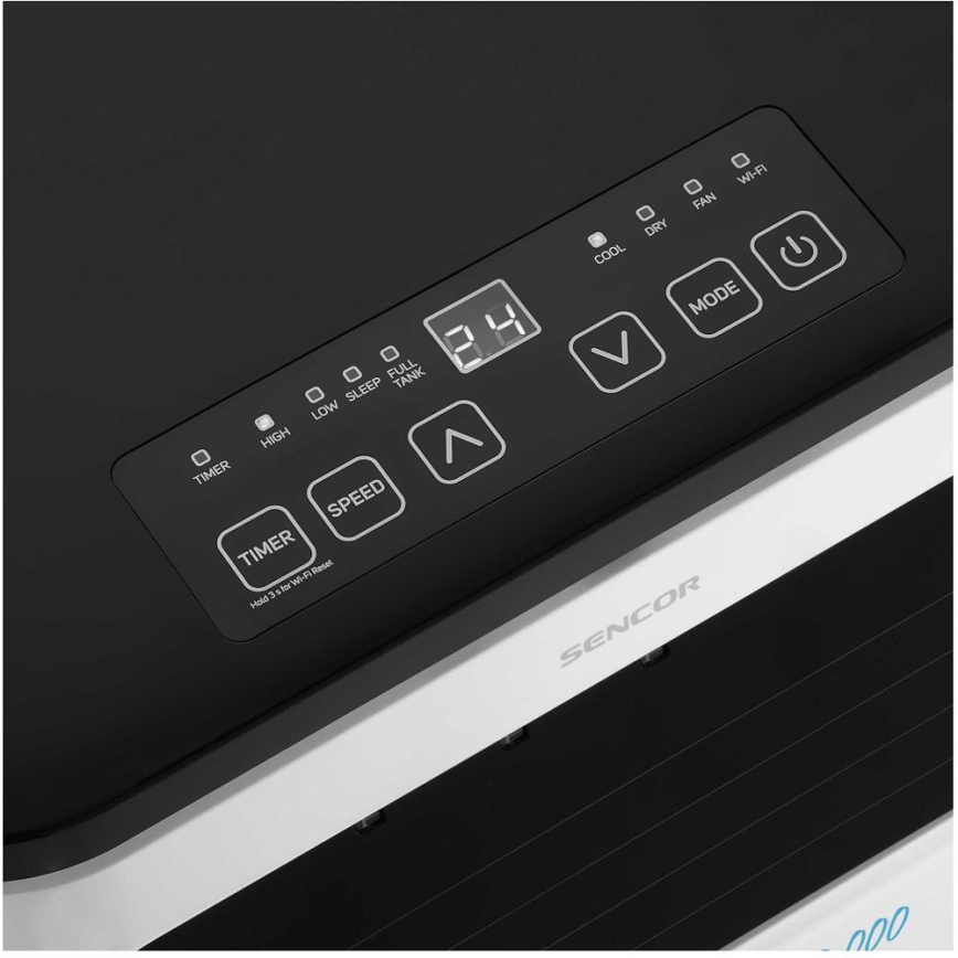 Sencor - Inteligentny mobilny klimatyzator 3w1 z kompletnym wyposażeniem 1050W/230V 10000 BTU Wi-Fi + zdalne sterowanie