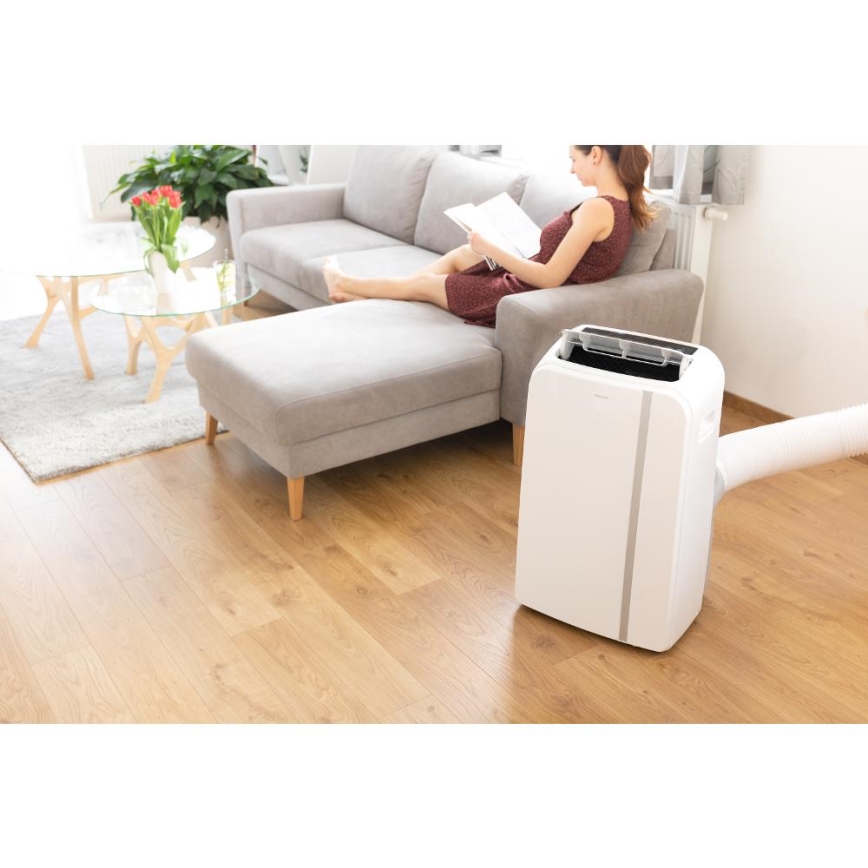 Sencor - Inteligentny mobilny klimatyzator 3w1 z kompletnym wyposażeniem 1450W/230V 12000 BTU Wi-Fi biały + zdalne sterowanie