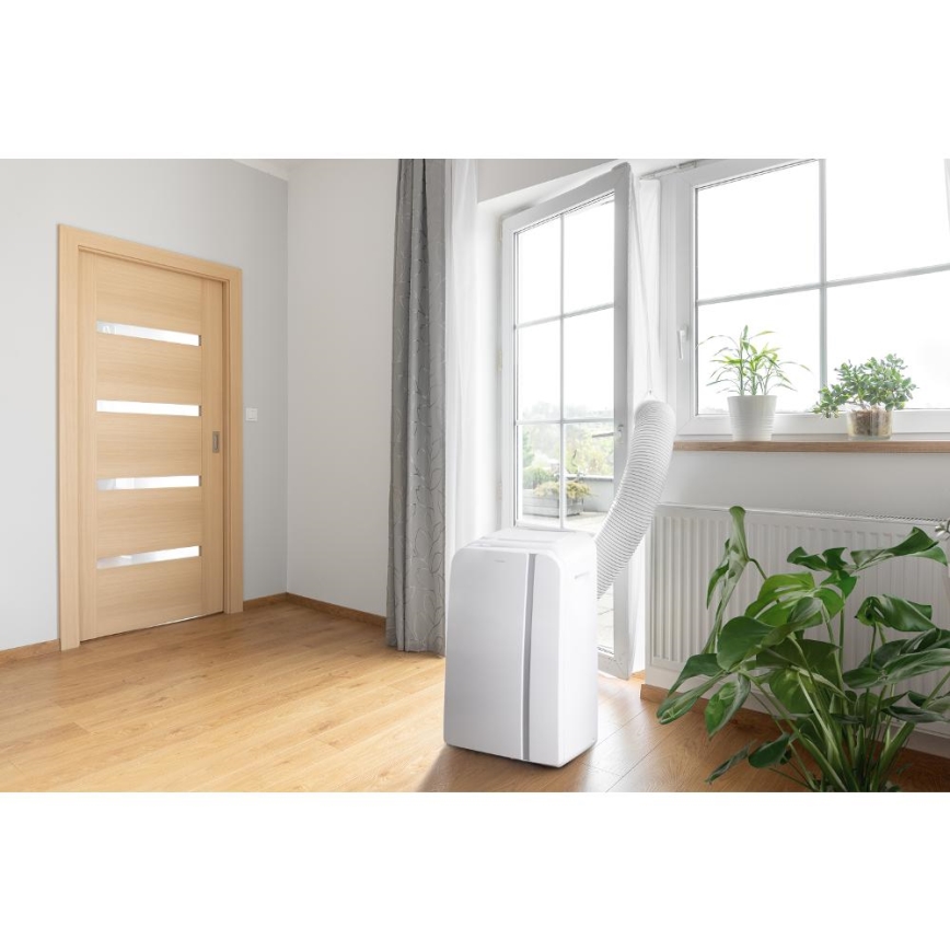 Sencor - Inteligentny mobilny klimatyzator 3w1 z kompletnym wyposażeniem 1450W/230V 12000 BTU Wi-Fi biały + zdalne sterowanie