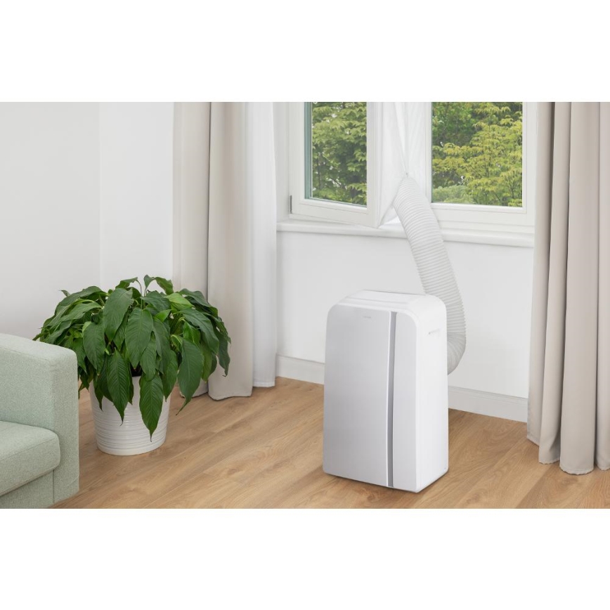 Sencor - Inteligentny mobilny klimatyzator 3w1 z kompletnym wyposażeniem 1450W/230V 12000 BTU Wi-Fi biały + zdalne sterowanie