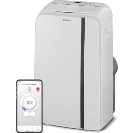 Sencor - Inteligentny mobilny klimatyzator 3w1 z kompletnym wyposażeniem 1450W/230V 12000 BTU Wi-Fi biały + zdalne sterowanie