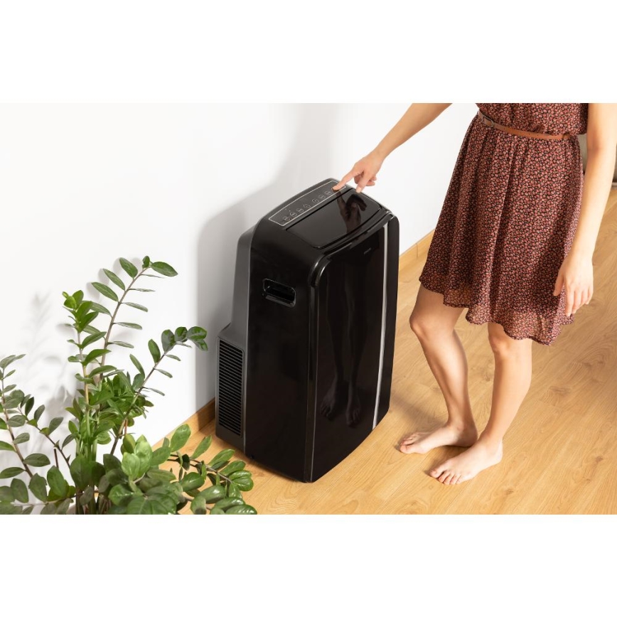 Sencor - Inteligentny mobilny klimatyzator 3w1 z kompletnym wyposażeniem 1450W/230V 12000 BTU Wi-Fi czarny + zdalne sterowanie