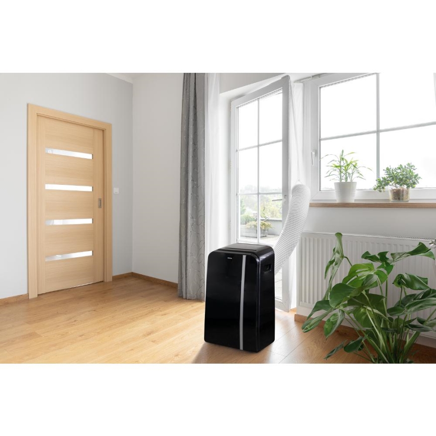 Sencor - Inteligentny mobilny klimatyzator 3w1 z kompletnym wyposażeniem 1450W/230V 12000 BTU Wi-Fi czarny + zdalne sterowanie