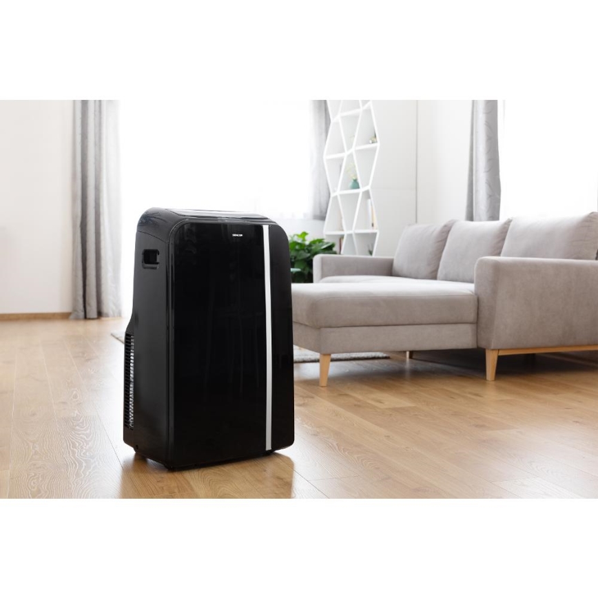 Sencor - Inteligentny mobilny klimatyzator 3w1 z kompletnym wyposażeniem 1450W/230V 12000 BTU Wi-Fi czarny + zdalne sterowanie