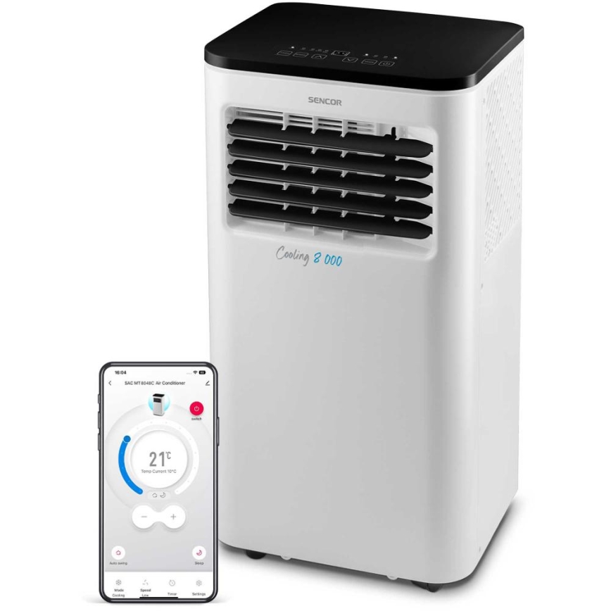 Sencor - Inteligentny mobilny klimatyzator 3w1 z kompletnym wyposażeniem 805W/230V 8000 BTU Wi-Fi + zdalne sterowanie