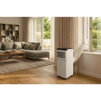 Sencor - Inteligentna przenośna klimatyzacja 3 w 1 wraz z kompletnym zestawem akcesoriów 1020W/230V 10000 BTU Wi-Fi biała + pilot zdalnego sterowania