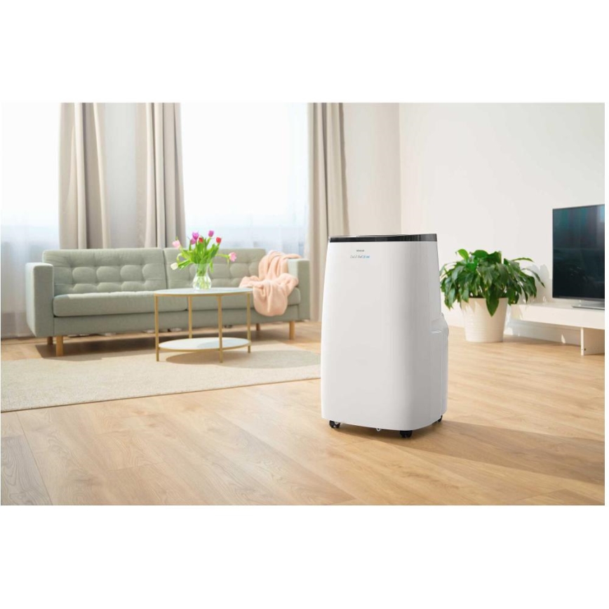 Sencor - Inteligentny przenośny klimatyzator 4 w 1 z pełnym zestawem akcesoriów 1750W/230V 18000 BTU Wi-Fi biały + pilot zdalnego sterowania