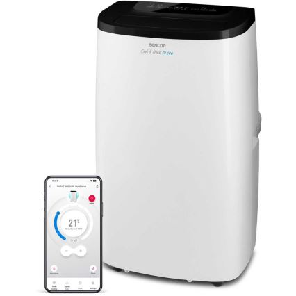 Sencor - Inteligentny przenośny klimatyzator 4 w 1 z pełnym zestawem akcesoriów 1750W/230V 18000 BTU Wi-Fi biały + pilot zdalnego sterowania