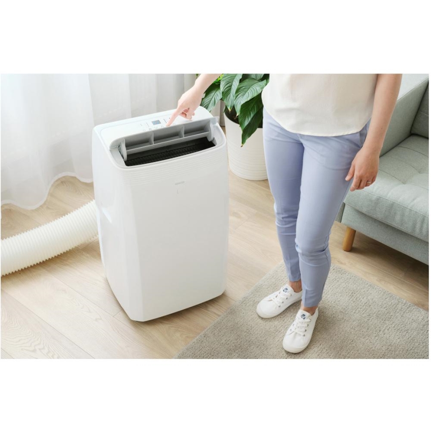 Sencor - Inteligentny klimatyzator przenośny 5 w 1 z kompletnym zestawem akcesoriów 733W/230V 9000 BTU Wi-Fi biały + pilot zdalnego sterowania