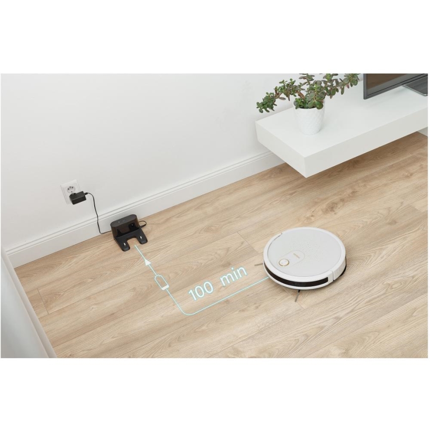 Sencor - Inteligentny robot sprzątający z funkcją mopowania 2w1 28W/2600 mAh Wi-Fi biały + pilot zdalnego sterowania