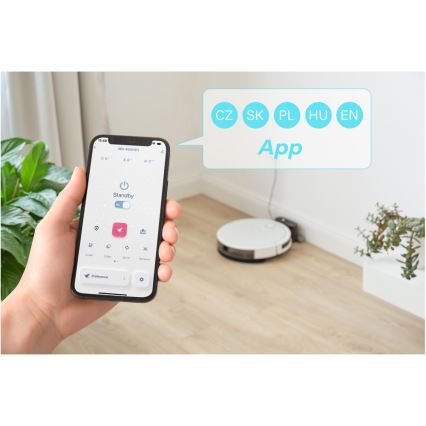 Sencor - Inteligentny robot sprzątający z funkcją mopowania 2w1 28W/2600 mAh Wi-Fi biały + pilot zdalnego sterowania