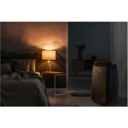 Sencor - Inteligentna przenośna klimatyzacja 4w1 z pełnym zestawem akcesoriów 900W/230V 9000 BTU Wi-Fi czarna + pilot zdalnego sterowania