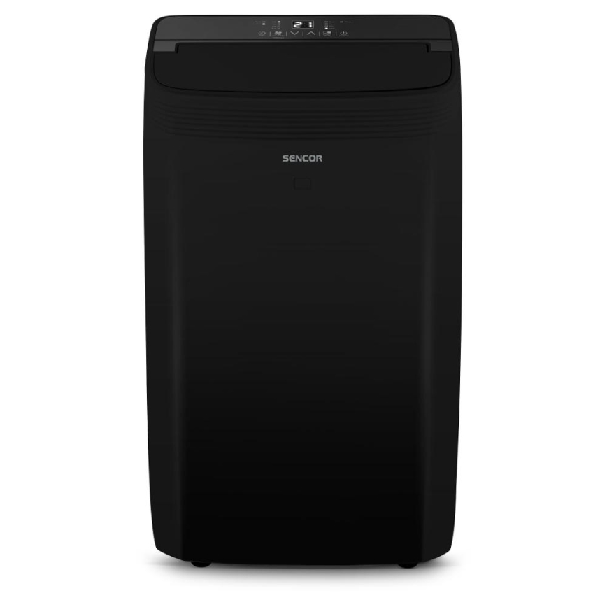 Sencor - Inteligentna przenośna klimatyzacja 4w1 z pełnym zestawem akcesoriów 900W/230V 9000 BTU Wi-Fi czarna + pilot zdalnego sterowania