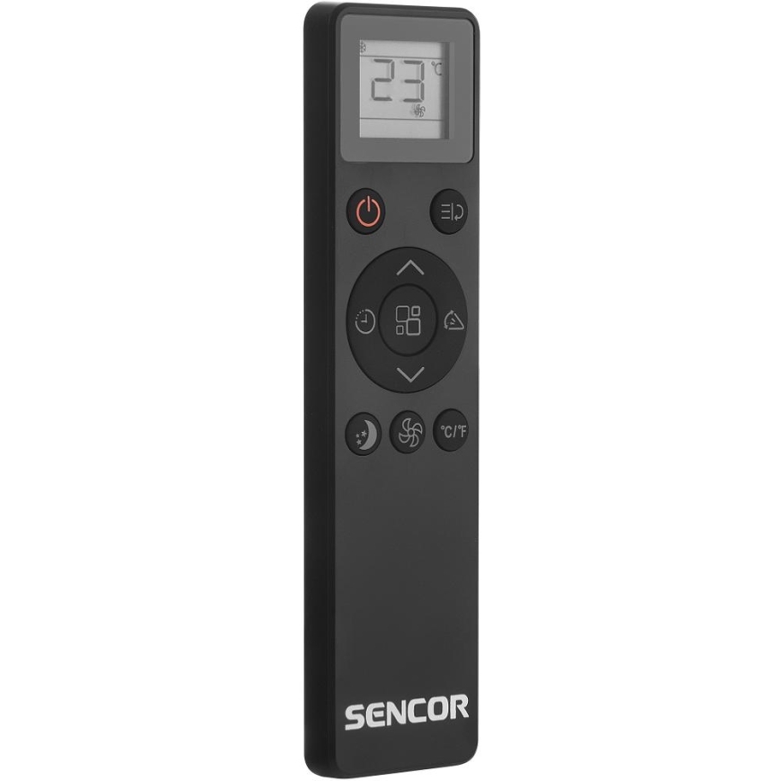 Sencor - Inteligentna przenośna klimatyzacja 4w1 z pełnym zestawem akcesoriów 900W/230V 9000 BTU Wi-Fi czarna + pilot zdalnego sterowania