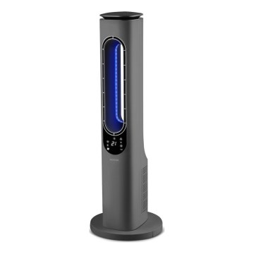 Sencor - Kolumnowy bezłopatkowy termowentylator ceramiczny 1200/2000 W/230 V antracyt + pilot zdalnego sterowania