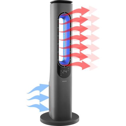 Sencor - Kolumnowy wentylator bezłopatkowy z ceramiczną grzałką 1200/2000 W/230 V antracyt + pilot