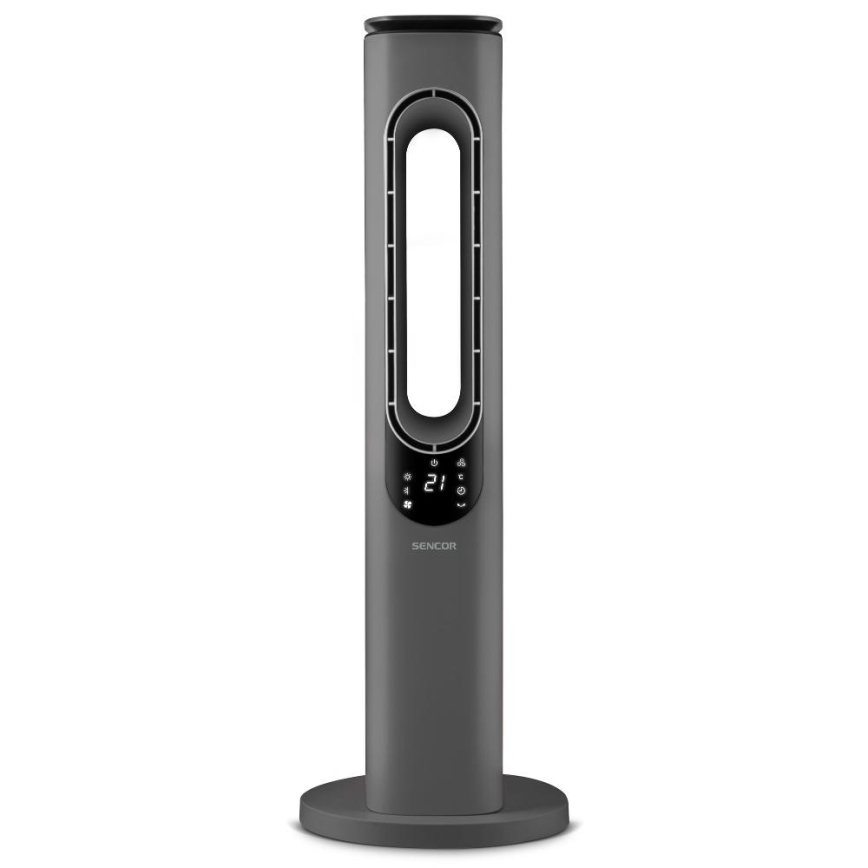 Sencor - Kolumnowy wentylator bezłopatkowy z ceramiczną grzałką 1200/2000 W/230 V antracyt + pilot