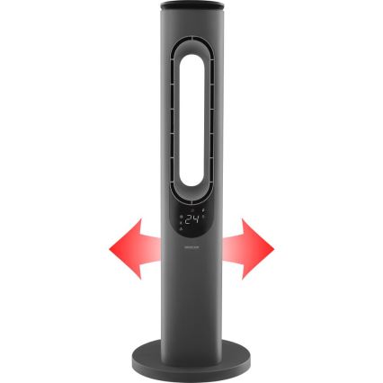 Sencor - Kolumnowy wentylator bezłopatkowy z ceramiczną grzałką 1200/2000 W/230 V antracyt + pilot
