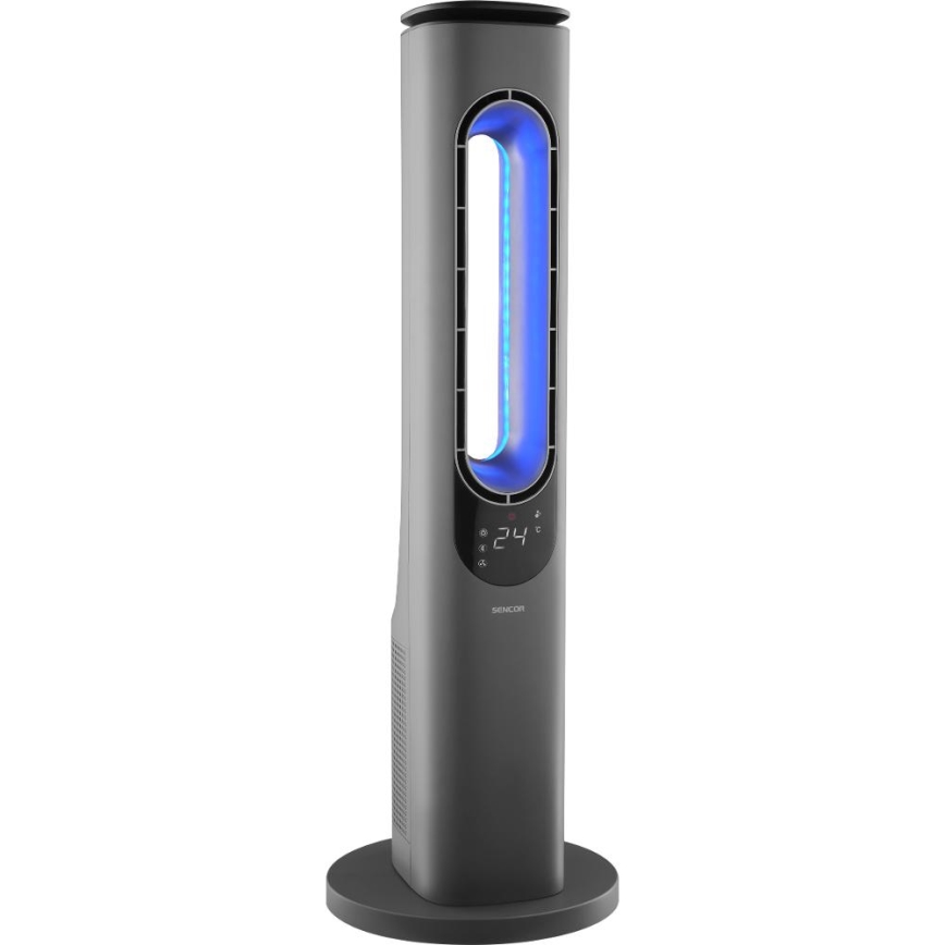 Sencor - Kolumnowy wentylator bezłopatkowy z ceramiczną grzałką 1200/2000 W/230 V antracyt + pilot