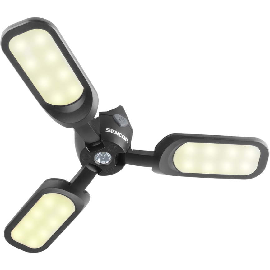 Sencor - ładowalna latarka kempingowa LED z panelem solarnym, 3W/1600 mAh, IPX4