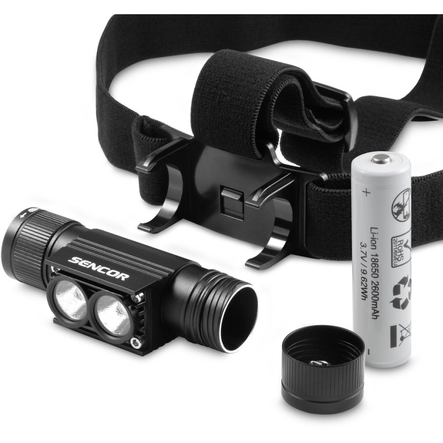 Sencor - LED aluminiowa czołówka ładowalna LED/5W/2600 mAh IP65