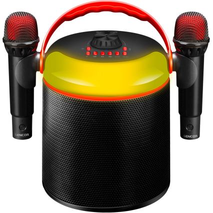 Sencor - LED Głośnik z mikrofonami bezprzewodowymi 4000 mAh + 2x 1200 mAh