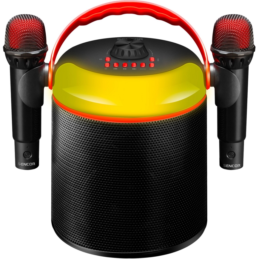 Sencor - LED Głośnik z mikrofonami bezprzewodowymi 4000 mAh + 2x 1200 mAh