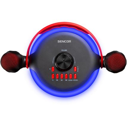 Sencor - LED Głośnik z mikrofonami bezprzewodowymi 4000 mAh + 2x 1200 mAh