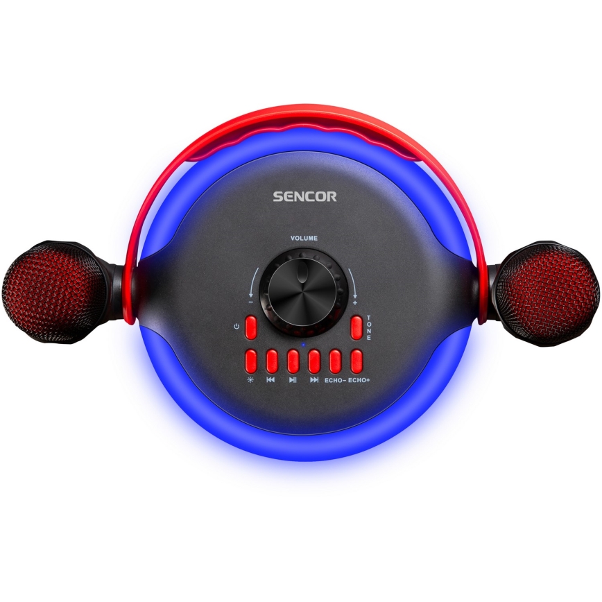 Sencor - LED Głośnik z mikrofonami bezprzewodowymi 4000 mAh + 2x 1200 mAh