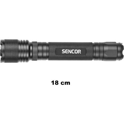 Sencor - LED Latarka aluminiowa LED/5W/6xAAA IP44 czarna