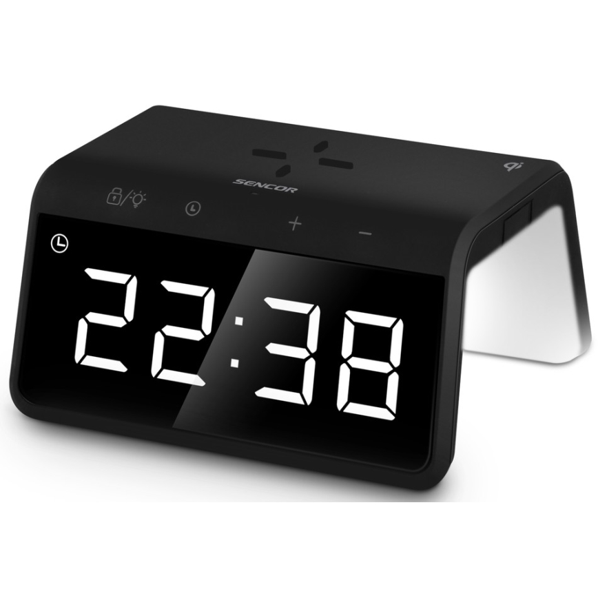 Sencor - LED RGB Budzik z ładowaniem bezprzewodowym 10W