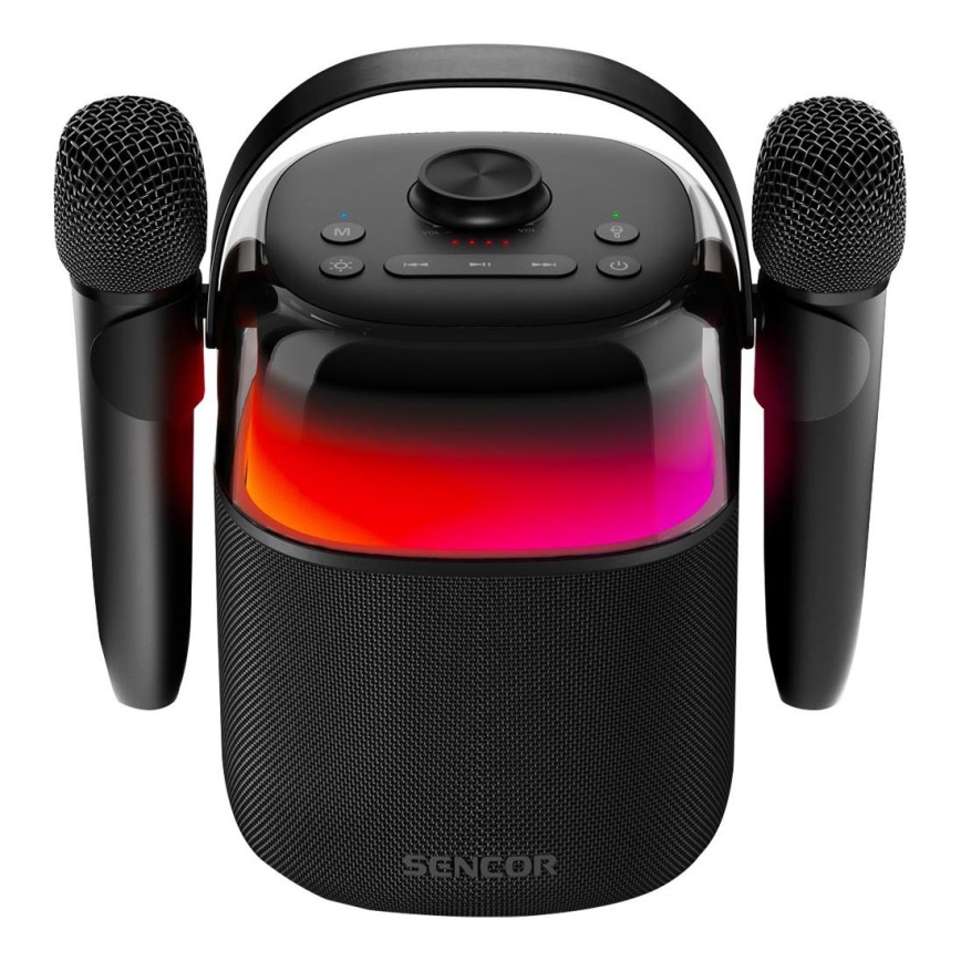 Sencor - LED RGB Głośnik z mikrofonami bezprzewodowymi 35W 8000 mAh + 2x 1800 mAh IPX5 czarny