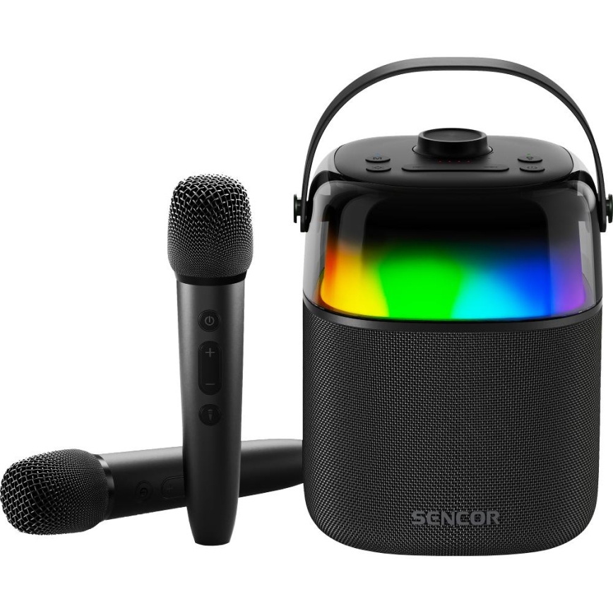 Sencor - LED RGB Głośnik z mikrofonami bezprzewodowymi 35W 8000 mAh IPX5 czarny