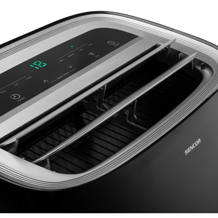 Sencor - Mobilna klimatyzacja z wyświetlaczem LED 3w1 1000W/230V 9000 BTU czarna + pilot
