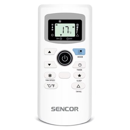 Sencor - Mobilna klimatyzacja z wyświetlaczem LED 3w1 1000W/230V 9000 BTU czarna + pilot