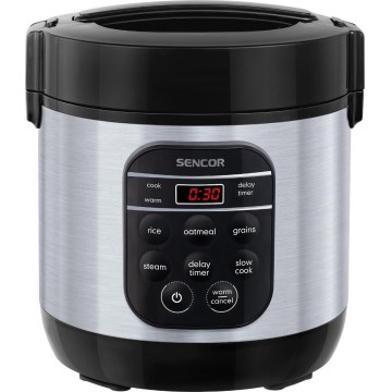 Sencor - Multifunkcyjny ryżowar 350W/230V 0,6 l stal nierdzewna/czarny