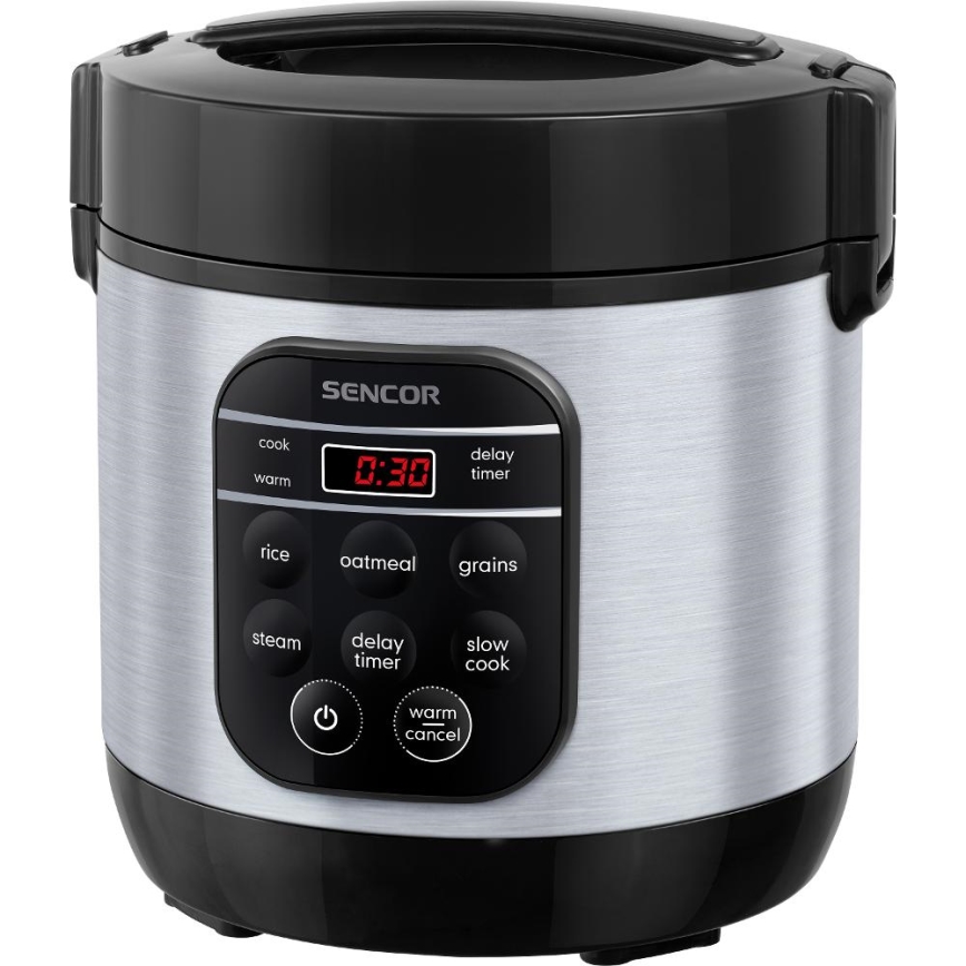 Sencor - Multifunkcyjny ryżowar 350W/230V 0,6 l stal nierdzewna/czarny
