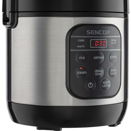Sencor - Multifunkcyjny ryżowar 350W/230V 0,6 l stal nierdzewna/czarny
