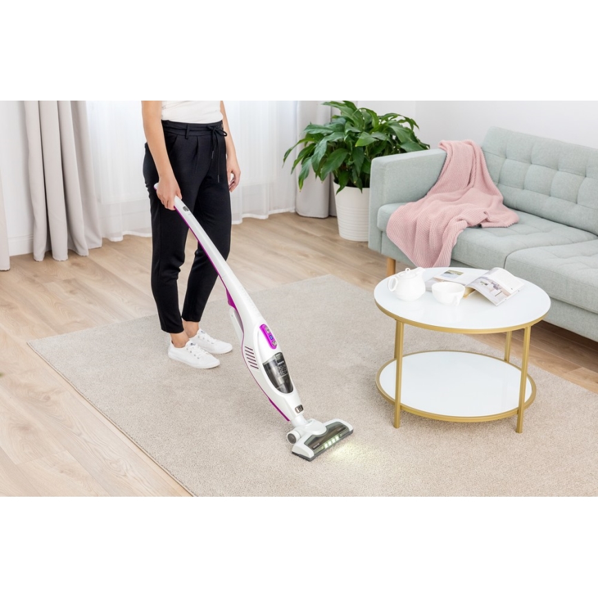 Sencor - Odkurzacz pionowy z elektryczną szczotką obrotową 2w1 110W/14,8V 2200 mAh biały