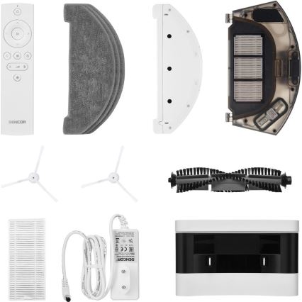 Sencor - Odkurzacz robotyczny z mopem 2 w 1 50W/5000 mAh Wi-Fi biały + pilot zdalnego sterowania