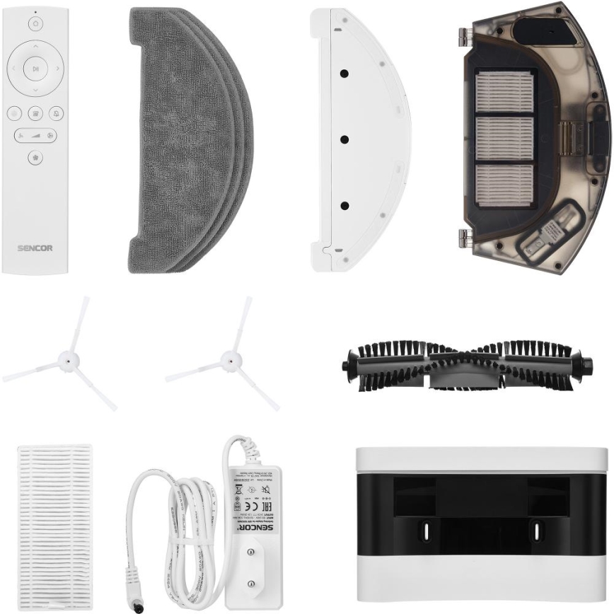 Sencor - Odkurzacz robotyczny z mopem 2 w 1 50W/5000 mAh Wi-Fi biały + pilot zdalnego sterowania