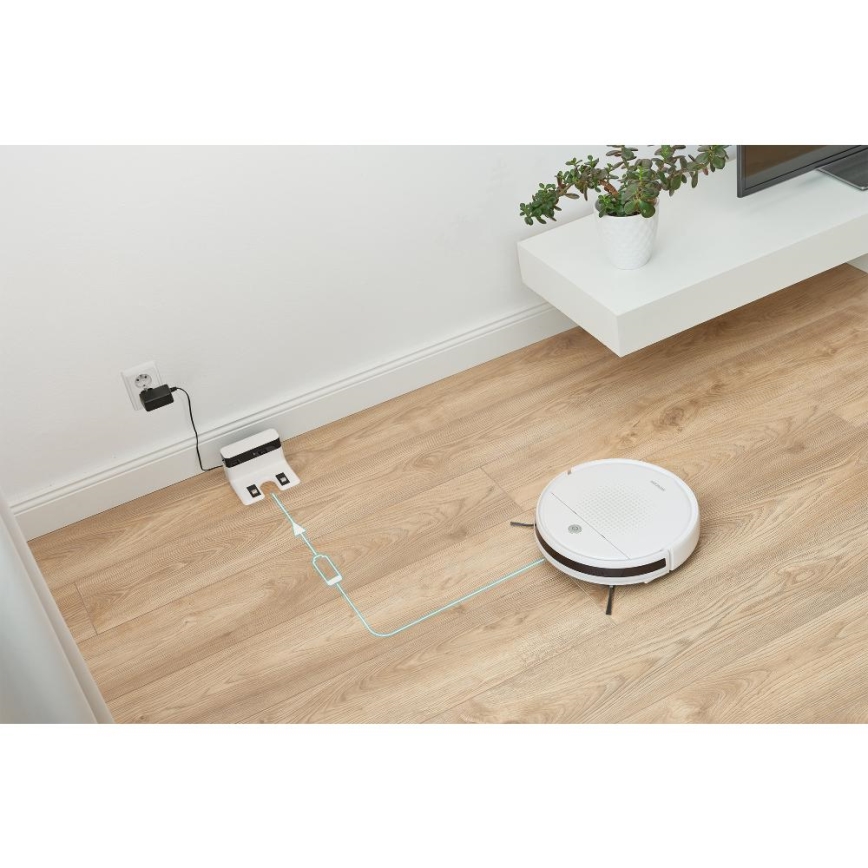 Sencor - Odkurzacz robotyczny z mopem 2w1 18W/1500 mAh biały + zdalne sterowanie