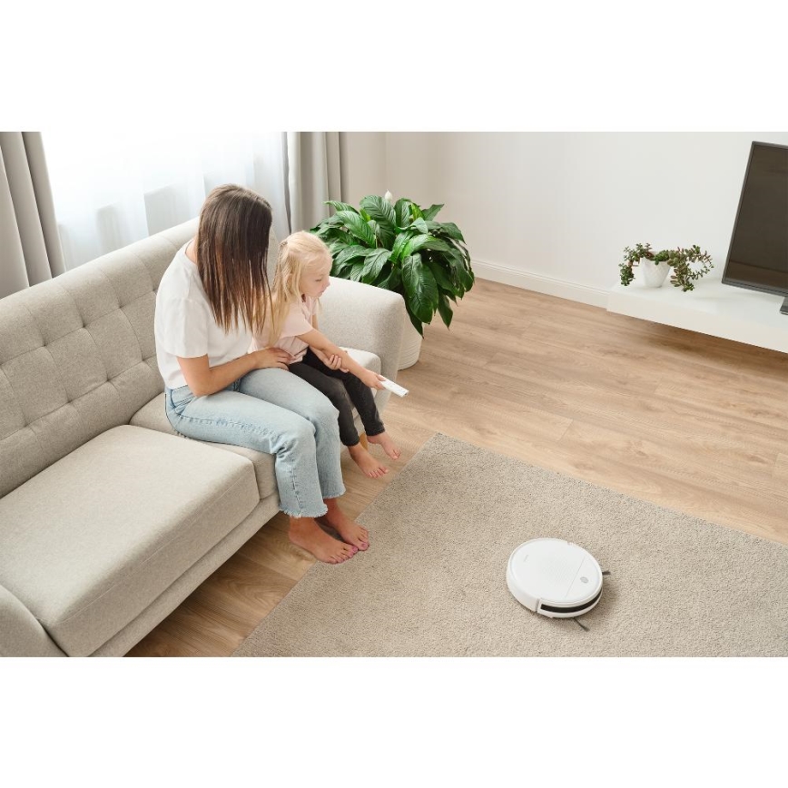 Sencor - Odkurzacz robotyczny z mopem 2w1 18W/1500 mAh biały + zdalne sterowanie